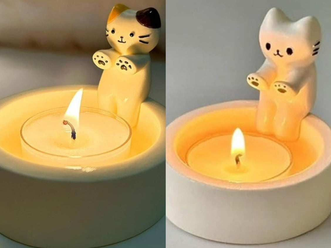 Cartoon Kitten Candle Holder