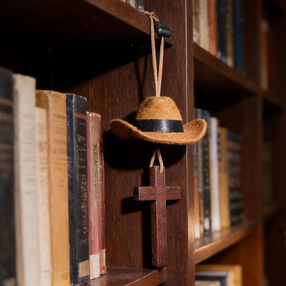 Cowboy Hat & Cross Car Charm