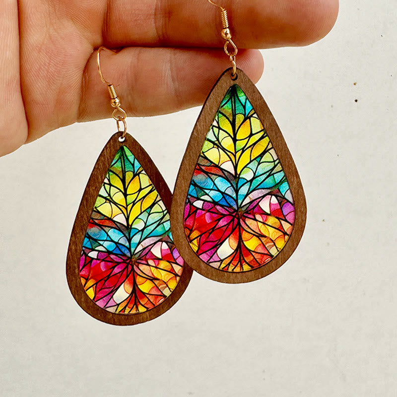 Glorious Grace Tear Drop Earrings Inspired by Colorful Church Window Art