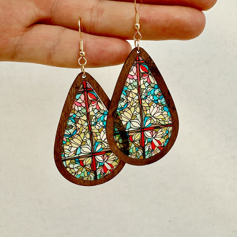 Glorious Grace Tear Drop Earrings Inspired by Colorful Church Window Art