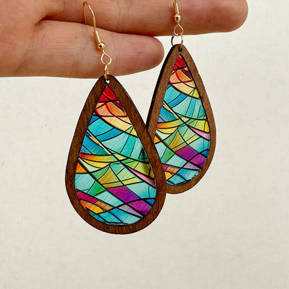 Glorious Grace Tear Drop Earrings Inspired by Colorful Church Window Art