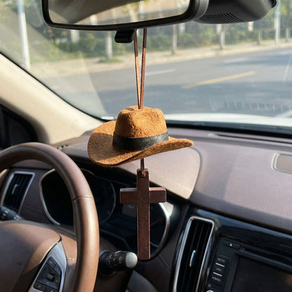 Cowboy Hat & Cross Car Charm
