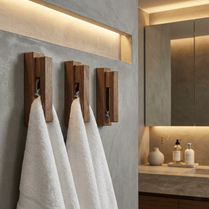 100% Handcrafted Solid Wood-Natural Wood Gravity Towel Holder