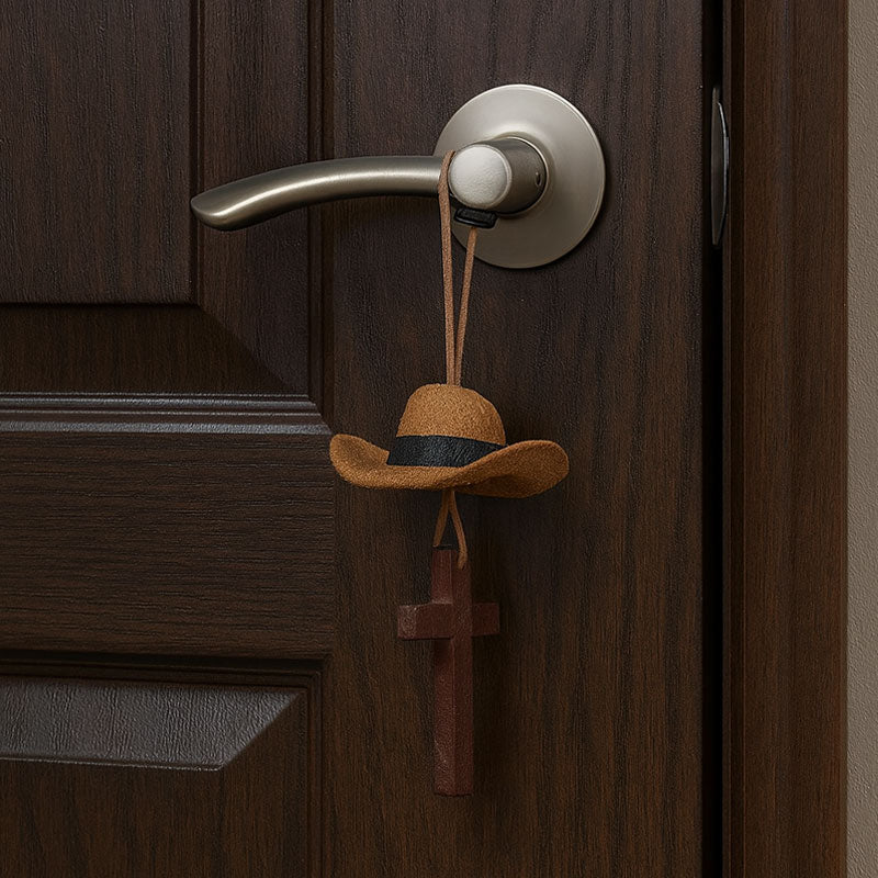 Cowboy Hat & Cross Car Charm