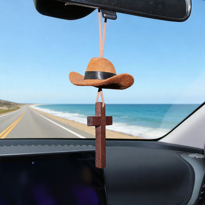 Cowboy Hat & Cross Car Charm