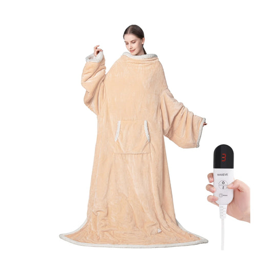 Heated Blanket Wearable Electric Blanket with Foot Pocket and Sleeves