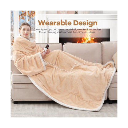 Heated Blanket Wearable Electric Blanket with Foot Pocket and Sleeves