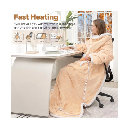 Heated Blanket Wearable Electric Blanket with Foot Pocket and Sleeves